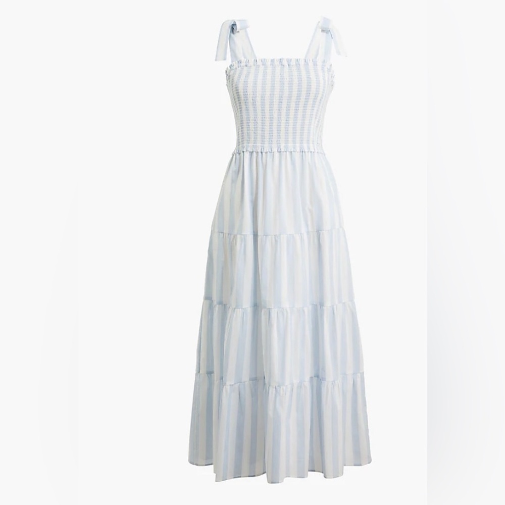 J. Crew Factory Light Blue Striped Midi Dress